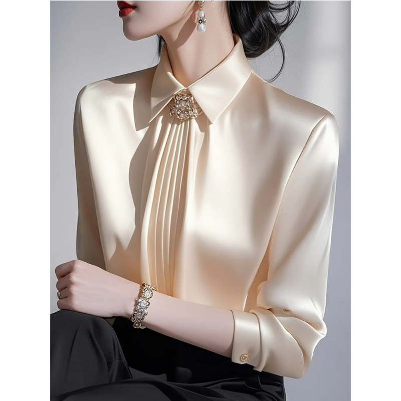 Women'S Formal Wear Blouse - 2025 Spring New Temperament Satin Blouse