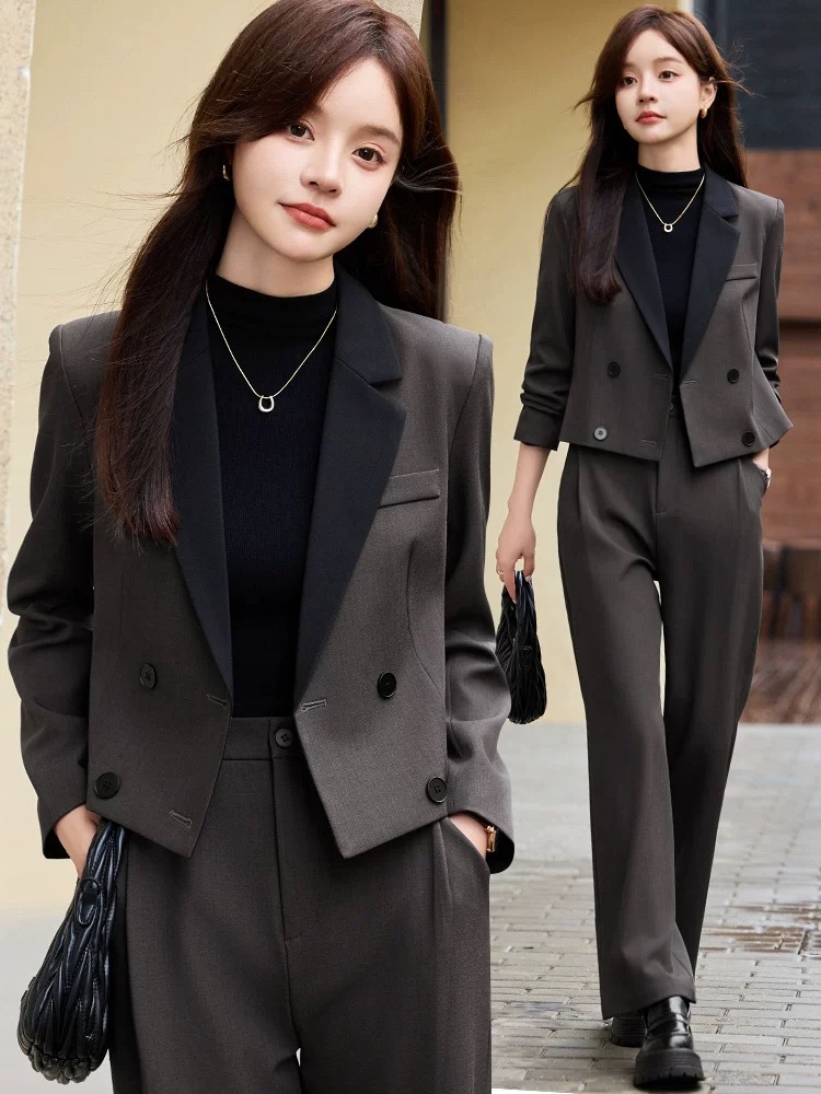 Women Formal Wear Shirt And Pant - Gray short blazer for women, new