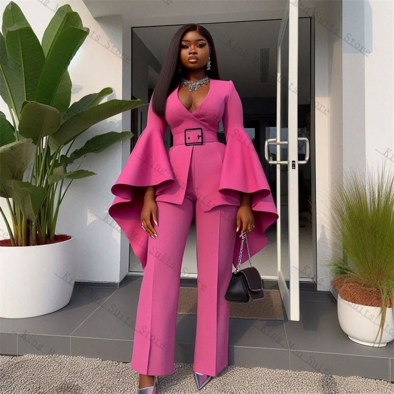Women'S Formal Wear Tuxedo - Pink Women Suits Set 2 Piece