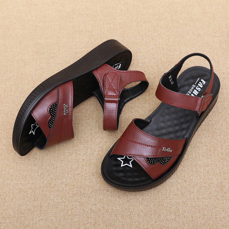 Black Leather T-Strap Peep Toe - Formal Women Daily Wear Sandals review and price