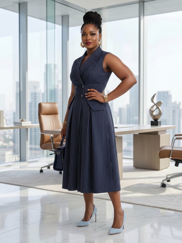 Plus Size Lapel Sleeveless Dou - Women Formal Office Wear Tops review and price