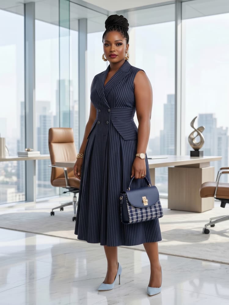 Plus Size Lapel Sleeveless Dou - Women Formal Office Wear Tops review and price