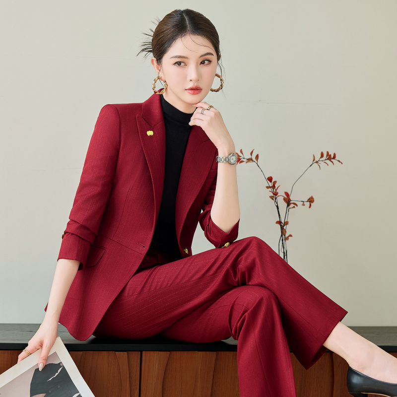 Red Suit Set for Women, Autumn - Women Formal Wear Shirt And Pant review and price