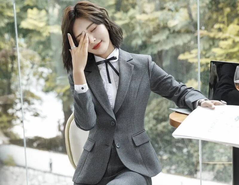 Novelty Gray Formal Blazers an - Women Formal Office Wear Tops review and price