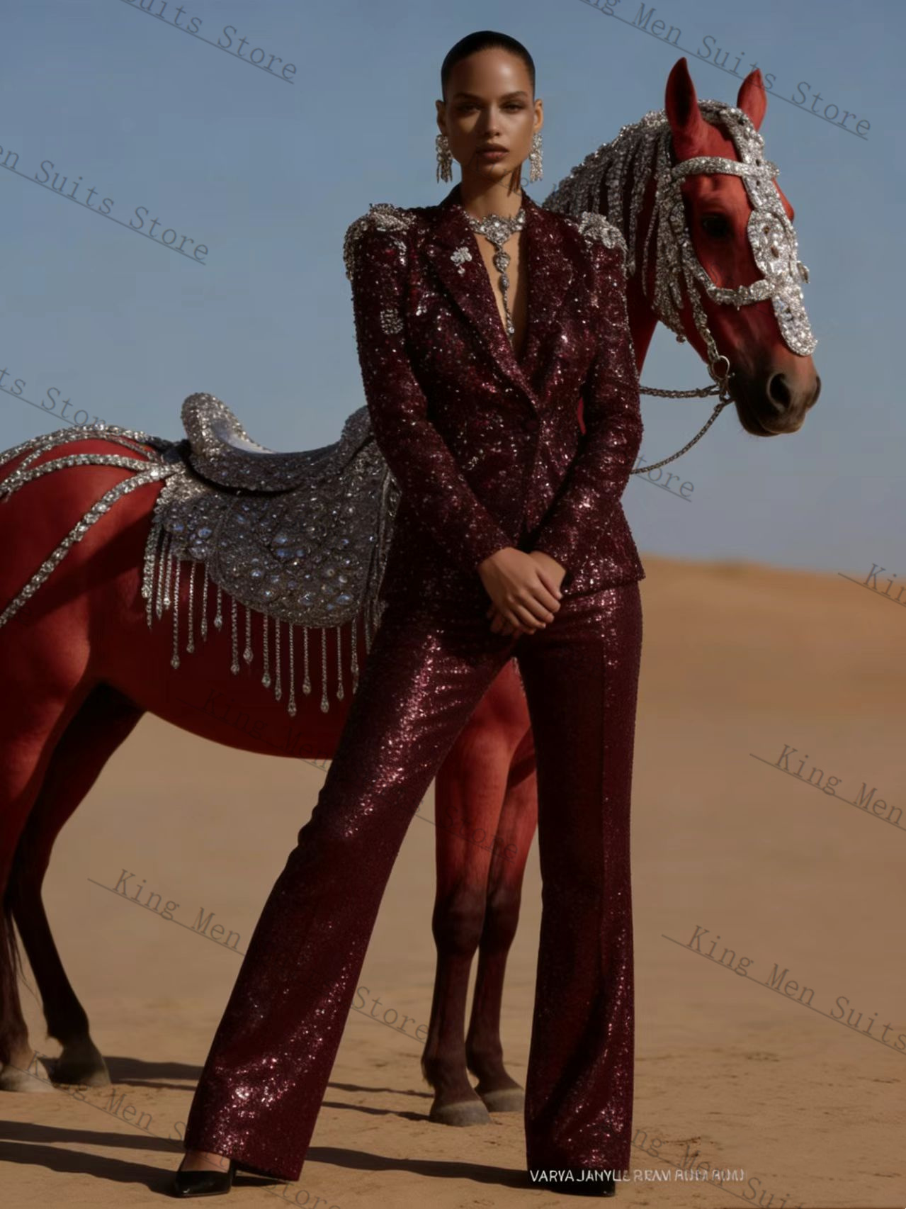 Burgundy Shiny Women Suit Set  - Women'S Formal Wear Tuxedo review and price