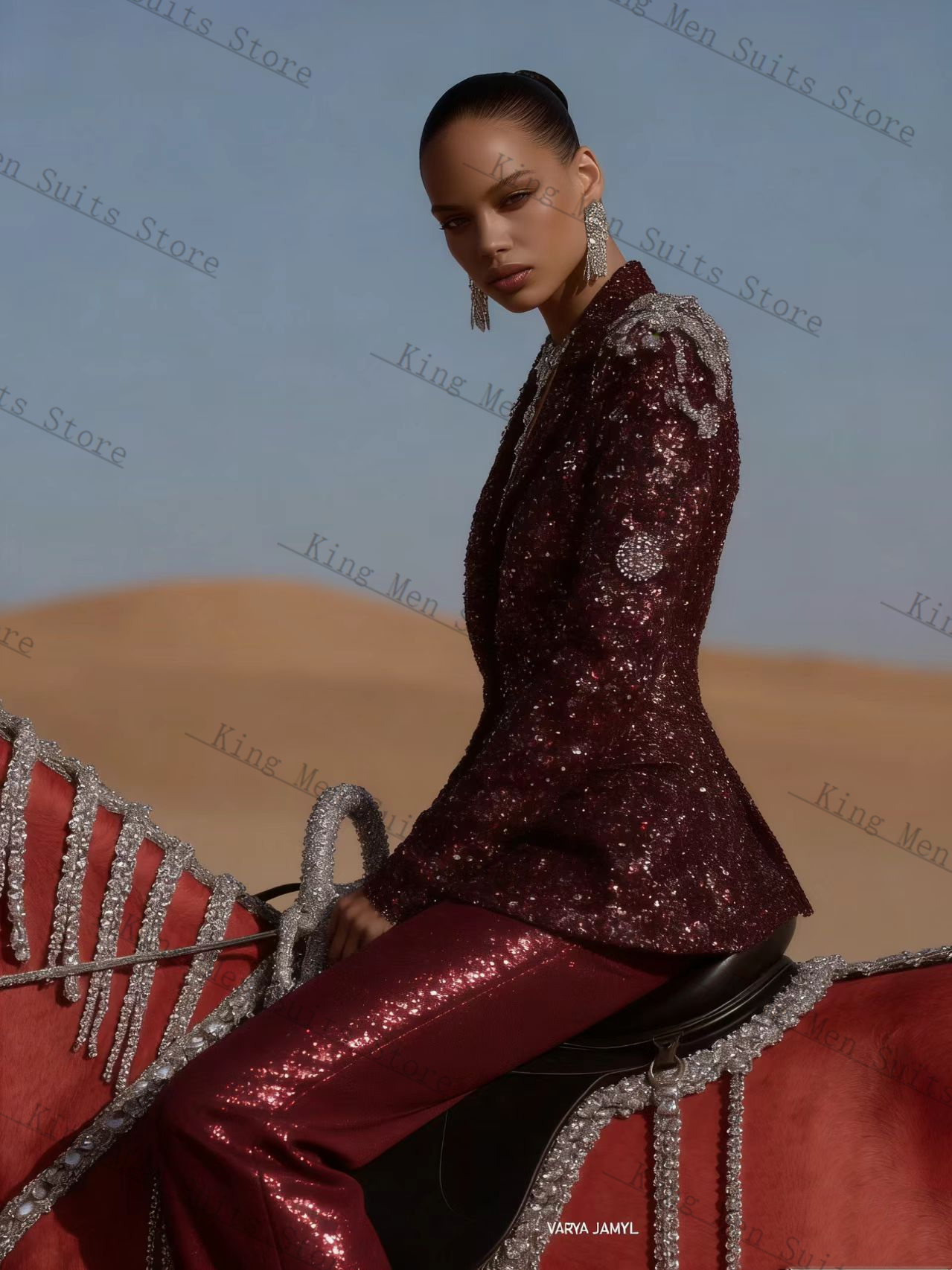 Burgundy Shiny Women Suit Set  - Women'S Formal Wear Tuxedo review and price