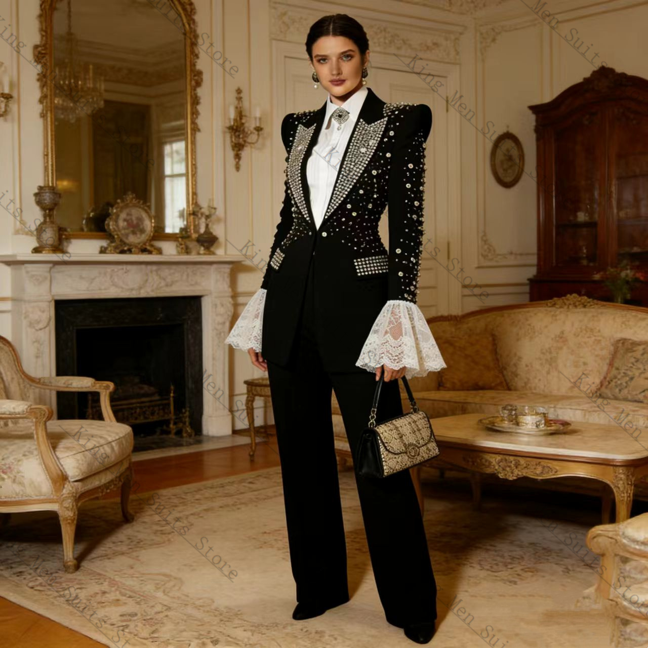 Crystals Black Women Suit Set  - Women'S Formal Wear Tuxedo review and price