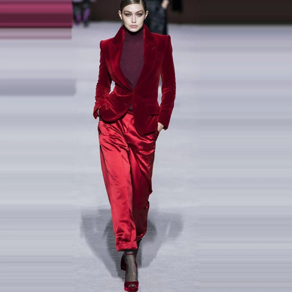 Women Pant Suits Wine Red Velv - Women'S Formal Wear Tuxedo review and price