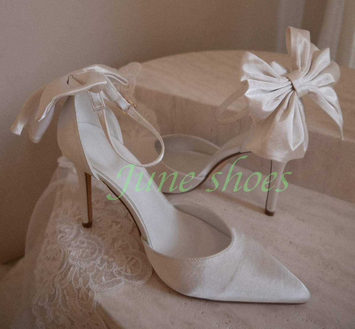 Women Ivory Satin Pointed Toe  - Slingback Heel Formal review and price