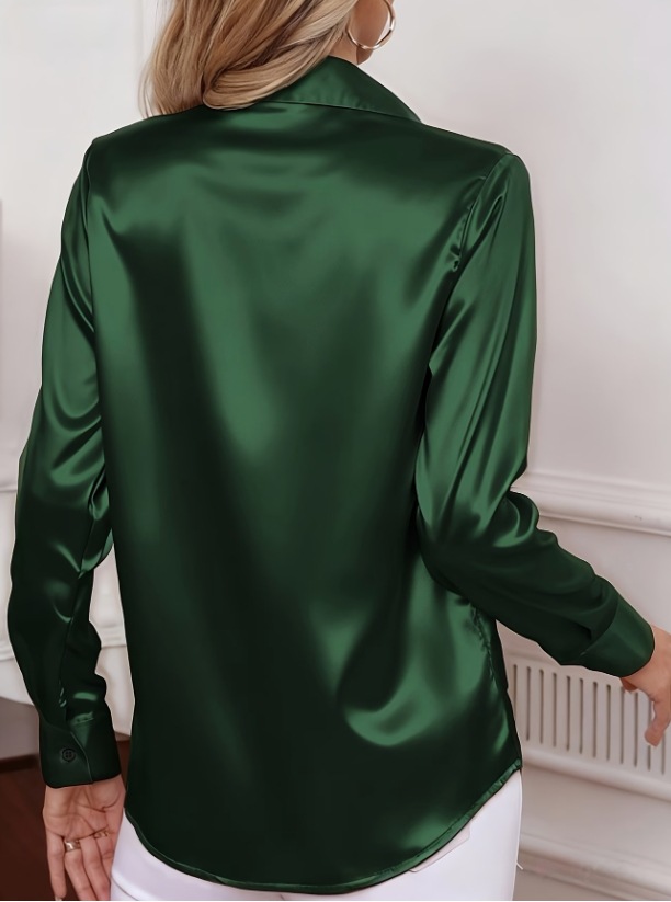 Women Satin Lapel Collar Blous - Women Formal Office Wear Tops review and price